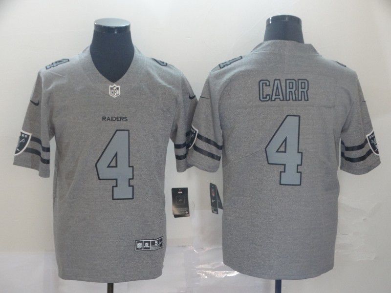 Men Oakland Raiders #4 Carr Grey Retro Nike NFL Jerseys